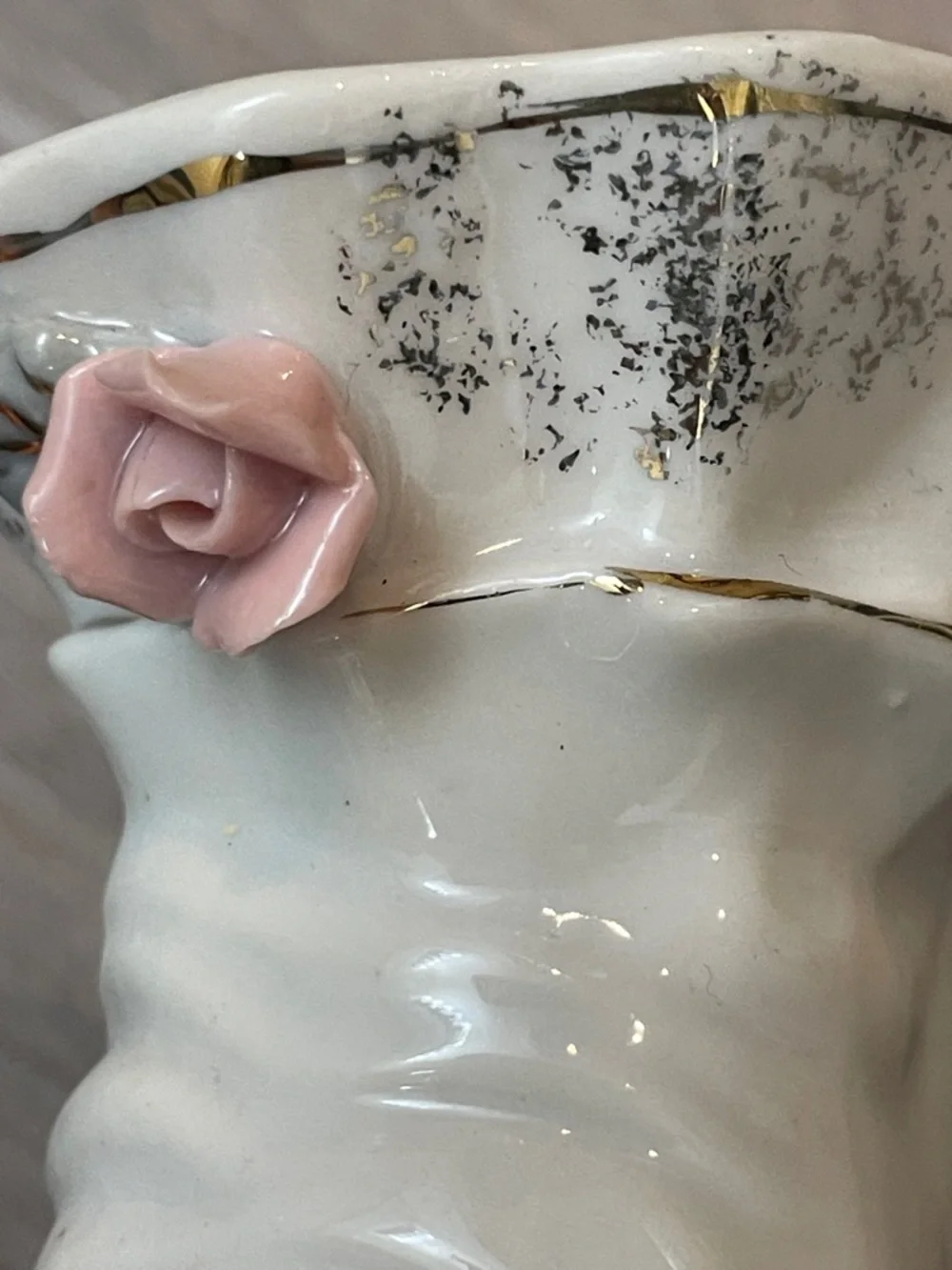 Vintage Porcelain Hand Flower Vase Pink Rose Accents Gloved Hand Bud Vase - Picture 8 of 10